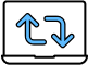 laptop with blue arrows on the screen icon