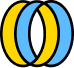 a 3D intertwined circles that are yellow and blue