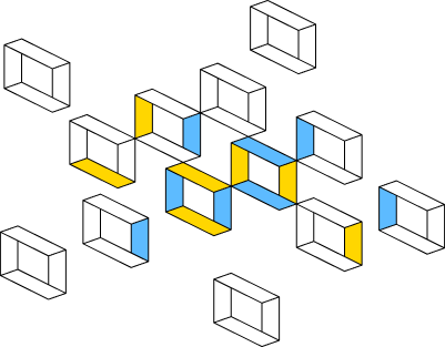 group of white, blue and yellow 2D drawn rectangles