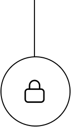 a lock icon inside a black outline circle with a vertical line at the top