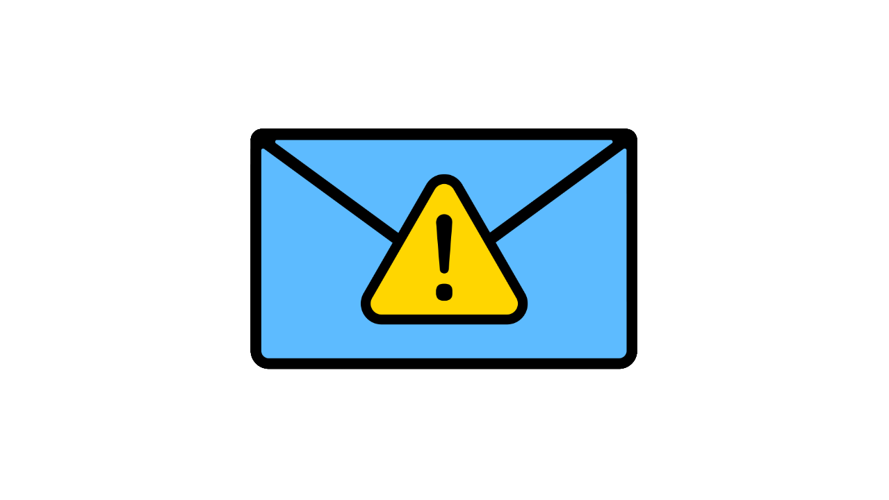 Blue envelope with yellow alert symbol